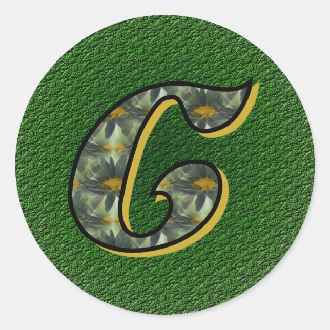 Sticker Rond Monogramme Initiale C Fleurs de Marguerites Art (Devant)