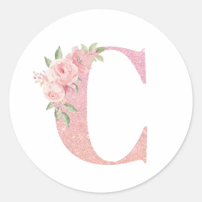 Sticker Rond  Monogramme Initiale C Floral  (Devant)