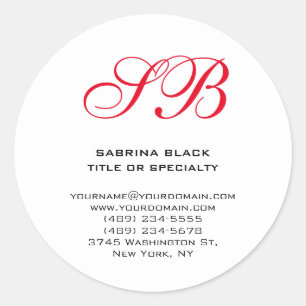 Sticker Rond Monogramme Initiales Nom Adresse E-Mail Téléphone