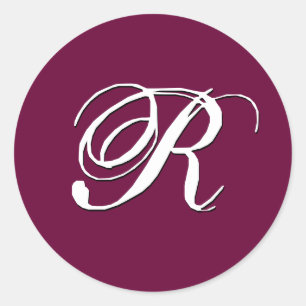 Sticker Rond Monogramme Invitation Sceau "R" Vin personnalisabl