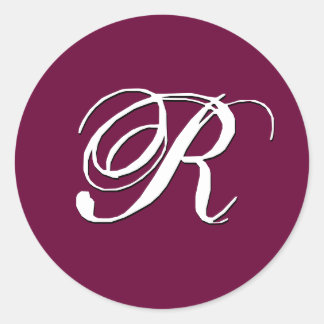 Sticker Rond Monogramme Invitation Sceau "R" Vin personnalisabl