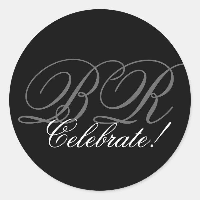 Sticker Rond Monogramme Invitation Seal_ Célébrer! (Devant)