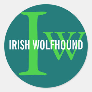 Sticker Rond Monogramme irlandais de la race Wolfhound