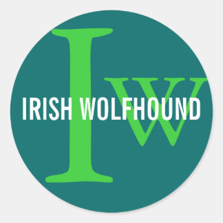 Sticker Rond Monogramme irlandais de la race Wolfhound