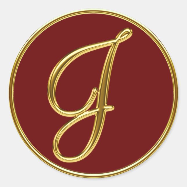 Sticker Rond Monogramme J en or 3D (Devant)