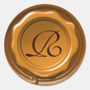Sticker Rond MONogramme JAUNE DE SCEAU BROWN DE CIRE