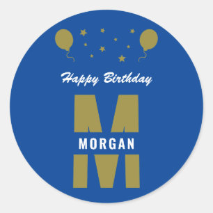 Sticker Rond Monogramme Joyeux Anniversaire N'Importe Quel Âge