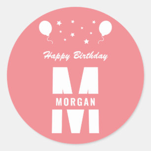 Sticker Rond Monogramme Joyeux Anniversaire N'Importe Quel Âge 