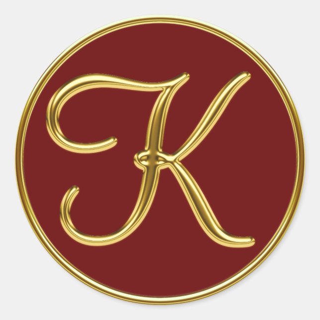 Sticker Rond Monogramme K en or 3D (Devant)