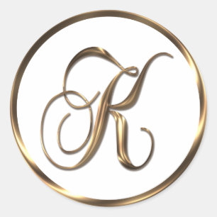 Sticker Rond Monogramme K Faux Bronze
