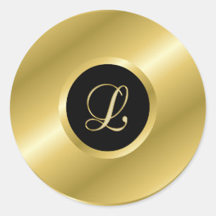 Sticker Rond Monogramme L écriture or