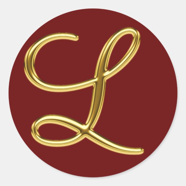 Sticker Rond Monogramme L en or 3D (Devant)