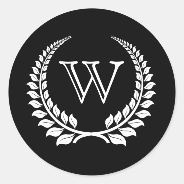Sticker Rond Monogramme Laurel Noir/Blanc (Devant)