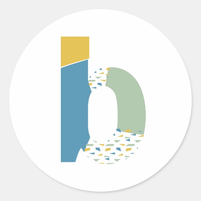 Sticker Rond Monogramme Lettre B Abstrait Moderne Personnalisé (Devant)