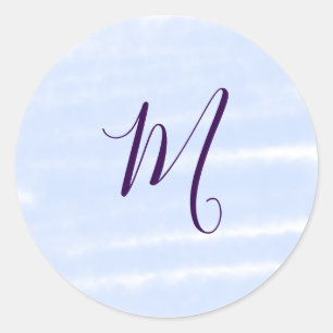 Sticker Rond Monogramme lettre de nom aquarelle pastel violet r