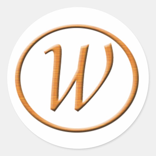 Sticker Rond Monogramme Lettre W Style bois (Devant)