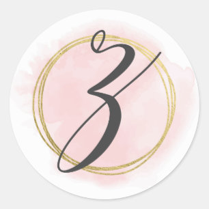 Sticker Rond Monogramme lettre Z rose blush aquarelle or chic