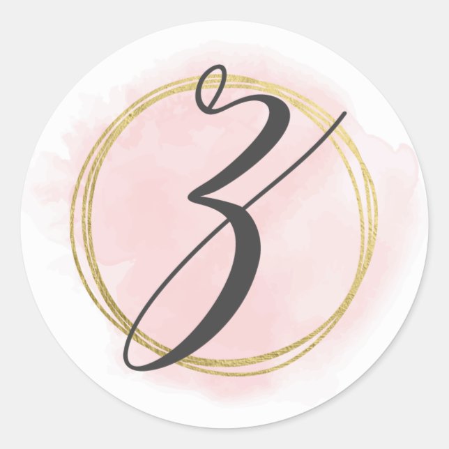 Sticker Rond Monogramme Lettre Z Rose Pâle Aquarelle Chic Doré (Devant)