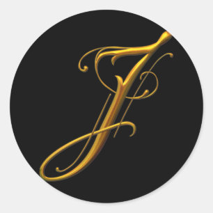 Sticker Rond monogramme Liquid Gold J