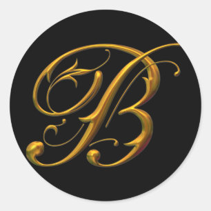 Sticker Rond monogramme Liquide Gold B