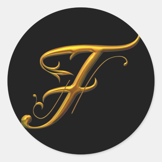 Sticker Rond monogramme Liquide Gold F (Devant)