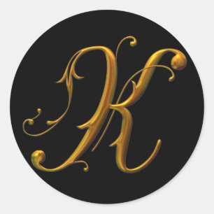 Sticker Rond monogramme Liquide Gold K