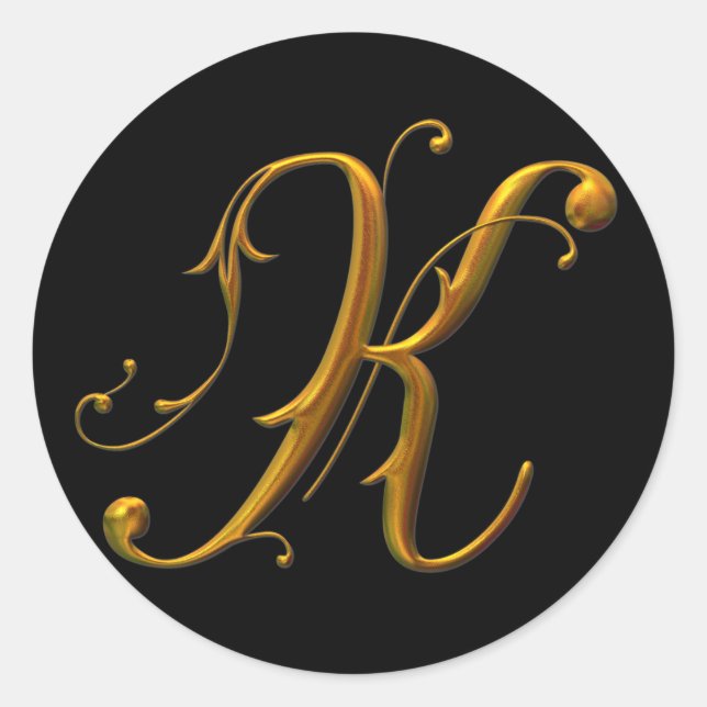 Sticker Rond monogramme Liquide Gold K (Devant)