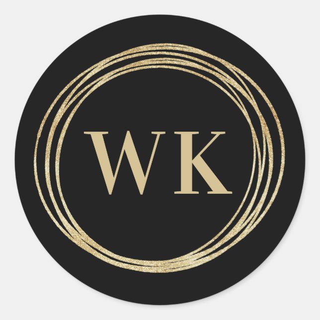 Sticker Rond Monogramme Logo Black Gold Business (Devant)