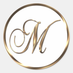 Sticker Rond Monogramme M Faux Bronze
