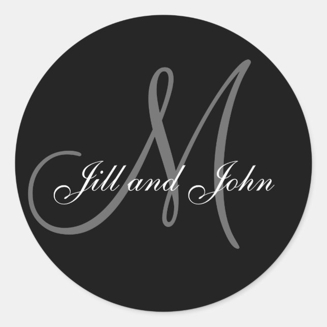 Sticker Rond Monogramme M Mariage Mariée Salle Date Sceau (Devant)