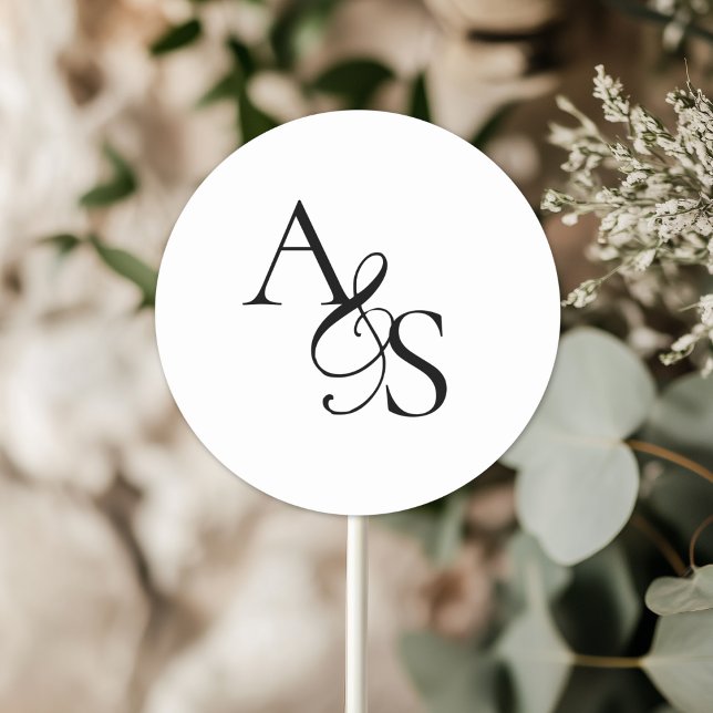 Sticker Rond Monogramme, Mariage (Personalized, Elegant, Classic, Monogram, Wedding Sticker.)
