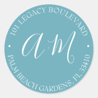 Monogramme Mariage Adresse de retour Classic Round