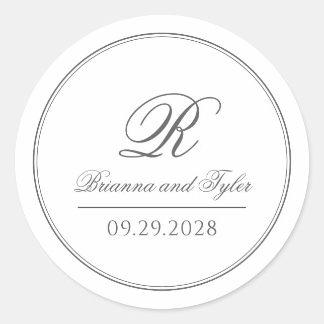Sticker Rond Monogramme Mariage classique simple (Devant)