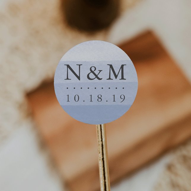 Sticker Rond Monogramme Mariage d'aquarelle Dip Dye (Créateur téléchargé)