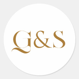 Sticker Rond Monogramme Mariage de calligraphie minimaliste