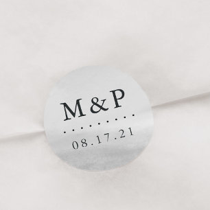 Sticker Rond Monogramme Mariage de fond
