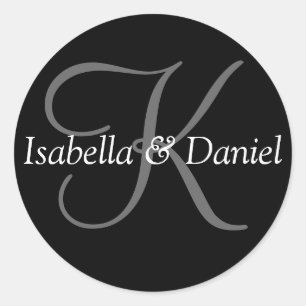 Sticker Rond Monogramme Mariage de mariée élégant personnalisab