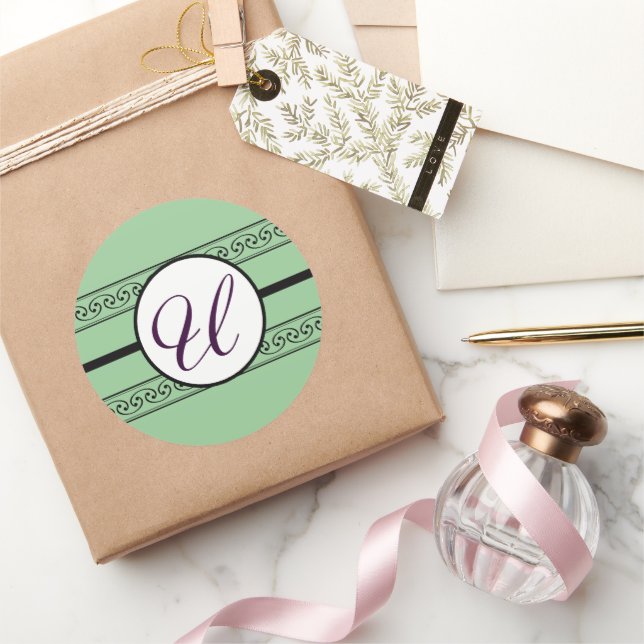 Sticker Rond Monogramme Mariage des bordures (Cadeaux)