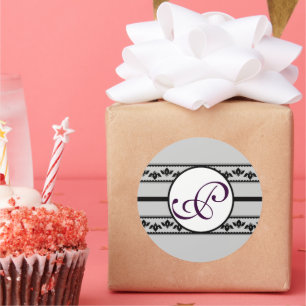 Sticker Rond Monogramme Mariage des bordures