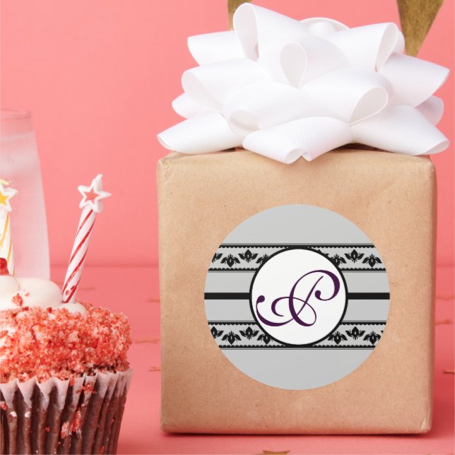 Sticker Rond Monogramme Mariage des bordures (Fête)