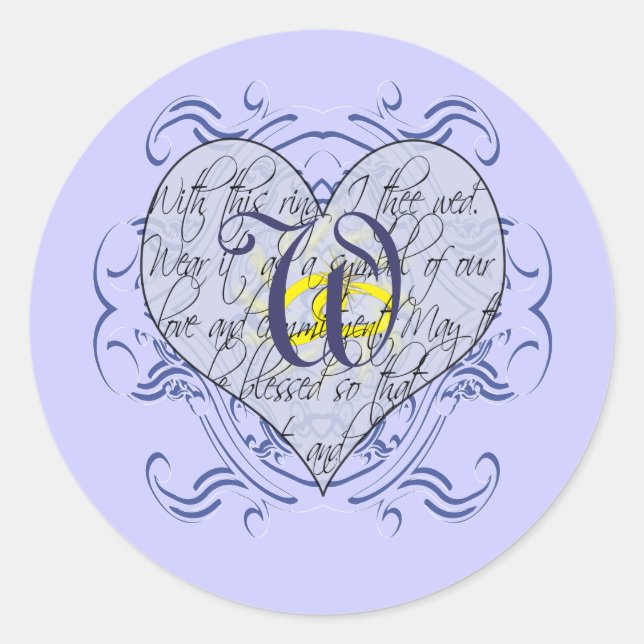 Sticker Rond Monogramme Mariage Invitations & Cadeaux (Devant)