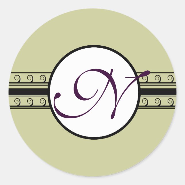 Sticker Rond Monogramme Mariage Invitations & Cadeaux (Devant)