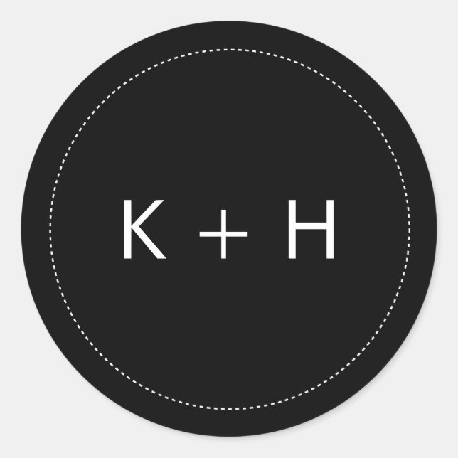 Sticker Rond Monogramme Mariage minimaliste (Devant)