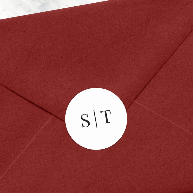 Sticker Rond Monogramme Mariage noir et blanc (Créateur téléchargé)