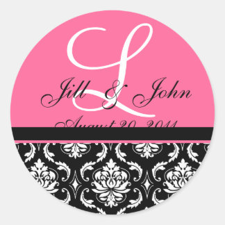 Sticker Rond Monogramme mariage Noms initiaux Sceau de Damas ro