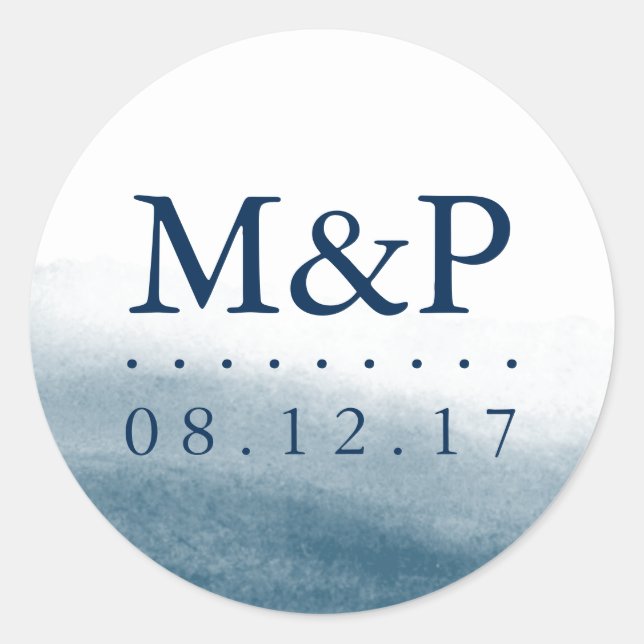 Sticker Rond Monogramme Mariage Ocean Tides (Devant)