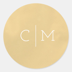 Sticker rond Monogramme Mariage or