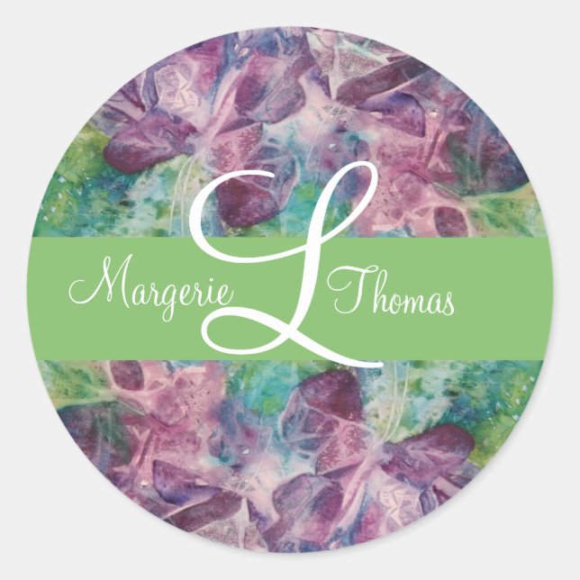 Sticker Rond Monogramme Mariage papillon - Enveloppe initiale - (Devant)