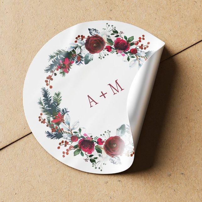 Sticker Rond Monogramme mariage pour les pivoines rousses d'hiv (Créateur téléchargé)