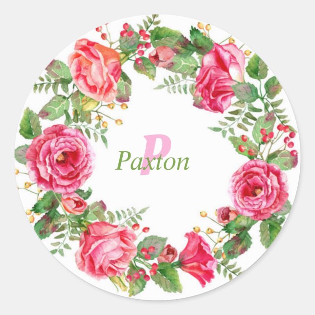 Sticker Rond Monogramme Mariage rose (Devant)